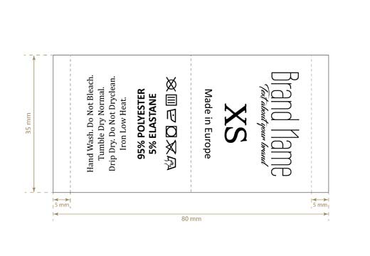 Laundry care and sizes label Model TC-M337